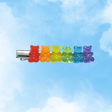 Gummy Bears Hair Clip - Rainbow Bear Candy Barrette - Colorful Kawaii Accessory 