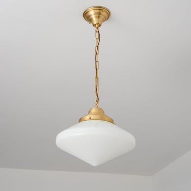 Art Deco Pendant - Chain Light Fixture - Brass Lighting - Mid Century Chandelier 