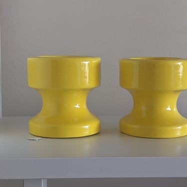 Rare Royal Haeger Solid Yellow Modern Candle Holders by Alrun Guest - Set of 2 