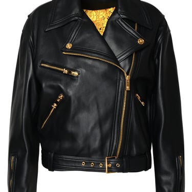 Versace Black Lambskin Jacket Woman