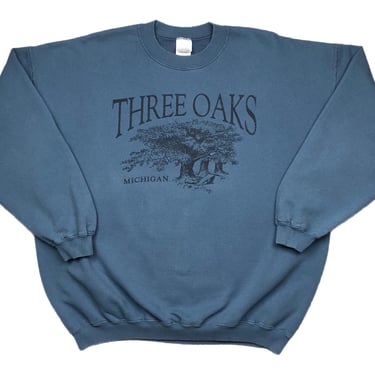 Vintage 90s/Y2K Three Oaks Michigan Nature & Outdoors Souvenir/Destination Style Graphic Crewneck Sweatshirt Pullover Size XL 