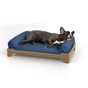 Dog Bed in Large Size with Cushion, Raised per bed, Modern and handmade from solid wood in USA, Dog Pad, Dog Cot, Lounge, Doggie Cushion 