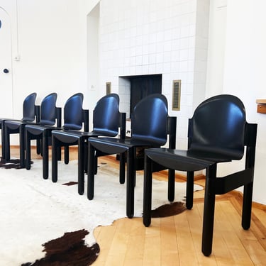 Postmodern 1980s Flex 2000 Stacking Chairs by Gerd Lange for Thonet, Solid Black!!-- Set of 6 
