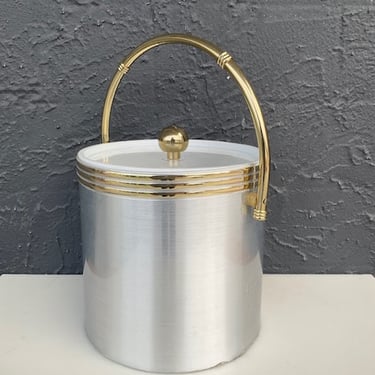Silver with Brass Handle Ice Bucket