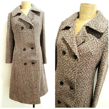 Vintage 60s Double Breasted Wool Jacket Size Small Mini Dress Festive Coat