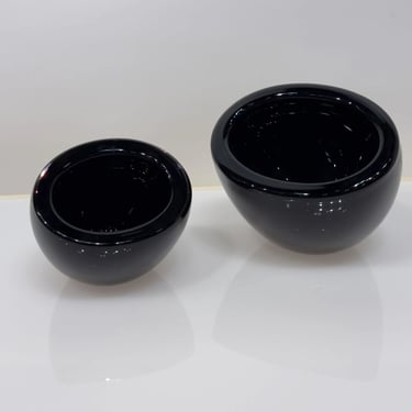 Pair Barbini Black Murano Bowls, Italy 1960
