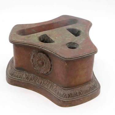 Antique Bronze Floral Fireplace Tool Holder