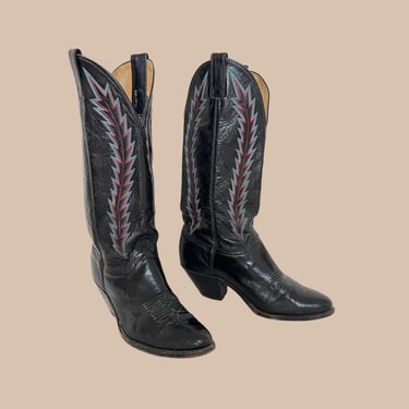 Vintage Women's ABILENE Black Cowboy Boots ~ size 9 M ~ Western ~ 