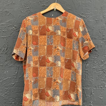 Brown Square Pattern Top
