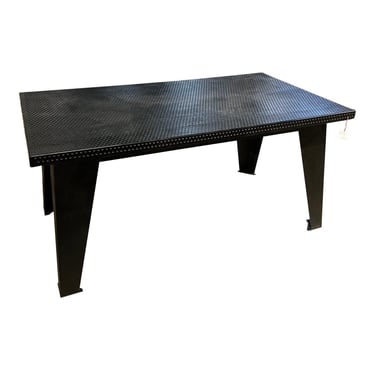 Vintage Late 20th Century Industrial Modern Black Perforated Steel Center Table 