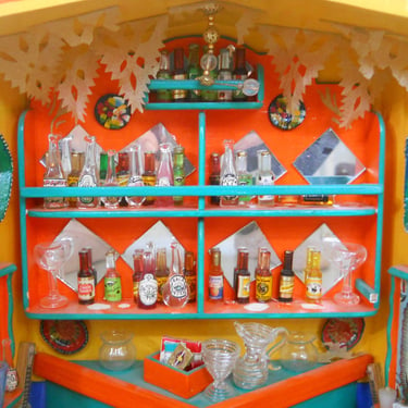 One’s Life, Retablo Mexican Folk Art Wood Shadow Box Handmade Ex-Vitos Painted Shrine Altar~ Canteen Art~ Vintage Religious Day of the Dead 