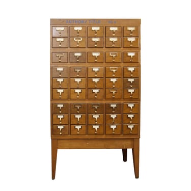 Walnut Library Card Catalog with 45 Drawers