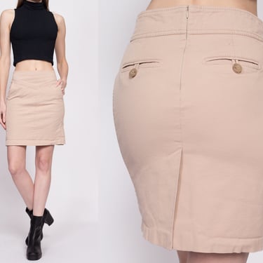 Escada Sport Khaki Mini Skirt - Small | Vintage Mid Rise Denim Pencil Miniskirt 