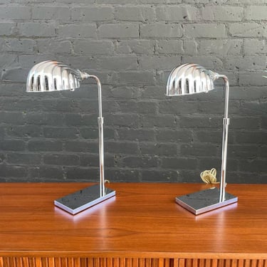 Pair of Vintage Chrome Adjustable Table Lamps, c.1980’s 