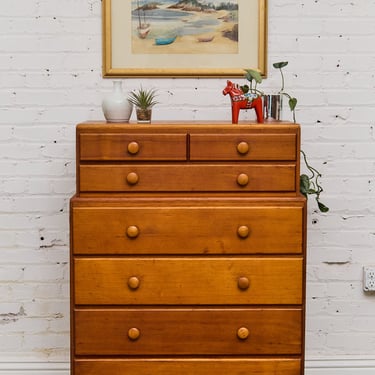 1940s antique Pine and Maple High Boy Chest