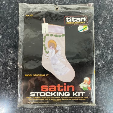 Vintage Satin Stocking Kit from titan Needlecraft 1983 No. 263, Angel Stocking 15