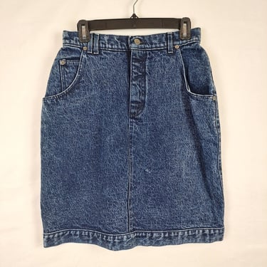 Vintage 80s / 90s Acid Wash Denim Skirt, Size 27 Waist 