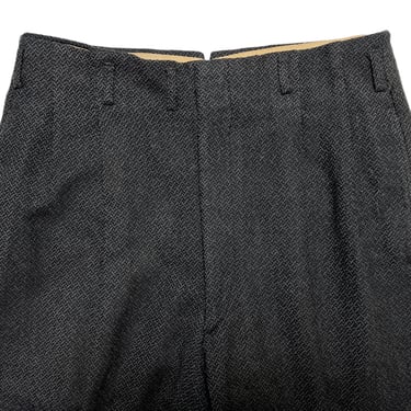 Vintage 1950s Wool DROP LOOP Herringbone Pants ~ 28 Waist ~ Conmar Zipper ~ Rockabilly / VLV ~ Atomic ~ 50s Trousers 