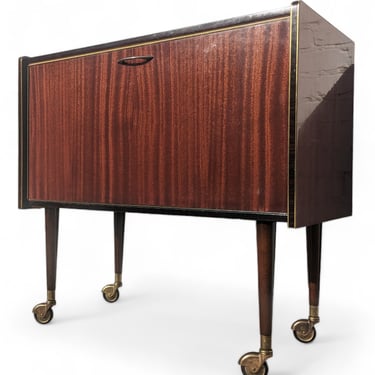 Mid Century French Modern Rosewood Rolling Barcart 