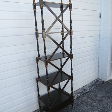 Hollywood Regency Tall Painted Bookcase Display Shelving Etagere 2978