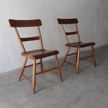 Pair of Primitive French Antique Style Side Chairs 