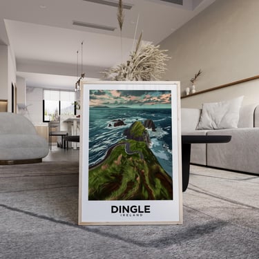 Dingle Peninsula Coastal Cliffs: Wild Atlantic Way Scenic Landscape Travel Poster - Irish Seascape Wall Art 