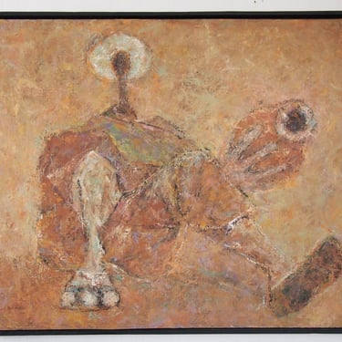Original Vintage RAFAEL BONILLA PAINTING Expressionist Figure 33x41