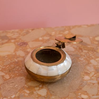 Vintage Brass and Mother of Pearl Personal Ashtray