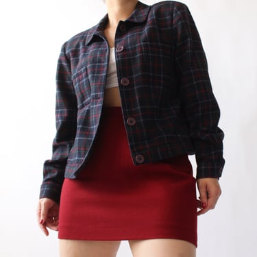 Vintage Midnight Plaid Wool Jacket