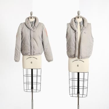 Vintage 80s gray + pink Puffer jacket Vest 