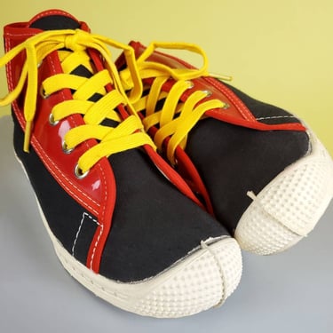 Vintage Soviet colorblock sneakers. Mod tennis shoes. USSR. W8/M6.5 