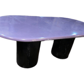 Postmodern Painted Raceway Shaped Dining Table with Double Black Drum ...