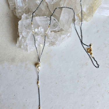 James + Jezebelle | Pearl Oxi Silver + Goldfilled Lariat