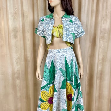 1950s Folk Flower Skirt + Bolero Set