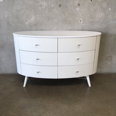 Gray / White Six Drawer Modern Dresser with Stone Top