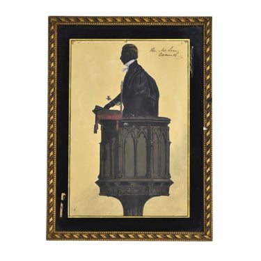 Antique English Silhouette Watercolor Reverend Lowe of Exmouth 