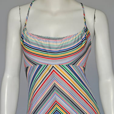 vintage 1970s rainbow candy striped sleeveless maxi dress XS/S 