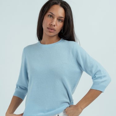 Allude Bracelet Sleeve Cashmere Sweater - Glacier Blue