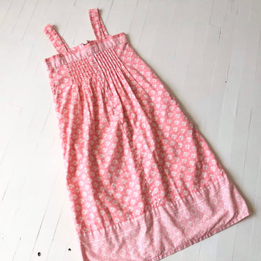 1980s Ramona Rull Pink Printed Cotton Dress 