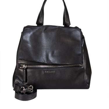 Givenchy - Black Leather "Pandora" Flap Satchel Bag