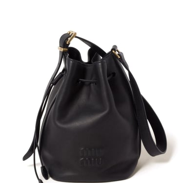 Miu Miu Women Logo Leather Bucket Bag