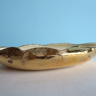 Gold Leaf Dish - Weeping Gold - Hollywood Regency Era - Mid Century 