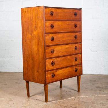 Mid Century Danish Modern Highboy Dresser 6 Drawer Teak Eyelid Kai Kristiansen