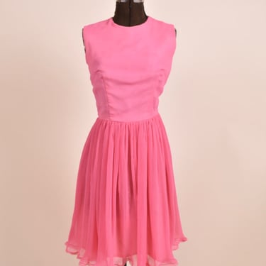 Pink Chiffon Micro-Pleat Dress, XXS