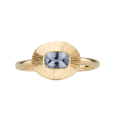 East-West Cushion Blue Montana Sapphire Aurora Ring — Corey Egan Trunk Show