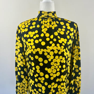 1980s David Hayes Silk Polka Dot Blouse 