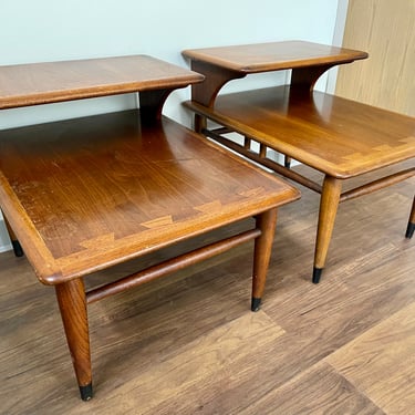 Lane Acclaim Step End Tables Set of 2 | MCM Furniture | Walnut Side Tables | Matching Tables | Pair of Tables | MCM Living Room Mid Century 