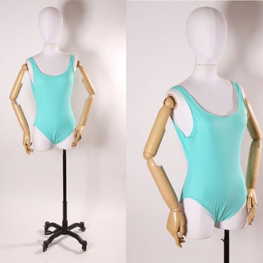 1980s 1990s Turquoise Blue One Piece Swimsuit by Quality Fashions -L 