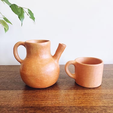 Oaxacan Barro Rojo Clay Pitcher and Mug 