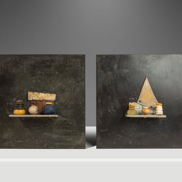 Set of Two (2) Signed Brutalist Abstract Modern Bronze Wall Plaques by Jack McLean, USA, c. 2005 
